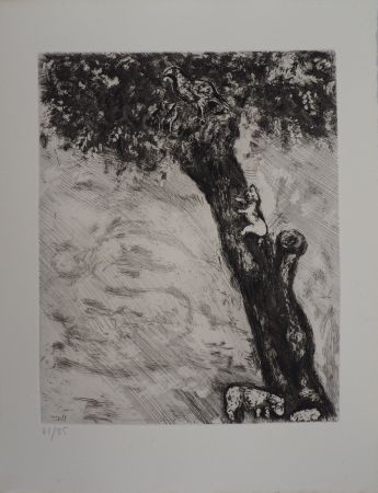 Grabado Chagall - Chat en chasse (L'aigle, la laie et la chatte)