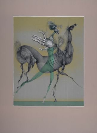 Litografía Bouché - Cheval et cavalier, 1978 - Hand-signed