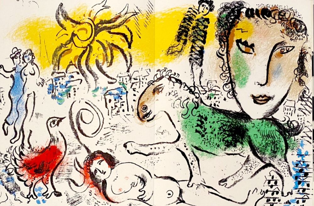 Litografía Chagall - Cheval vert