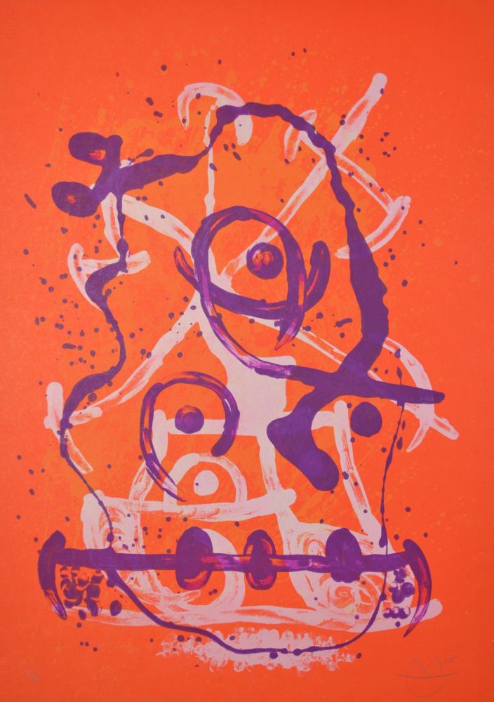 Litografía Miró - Chevauchee Rouge Et Violet - M610