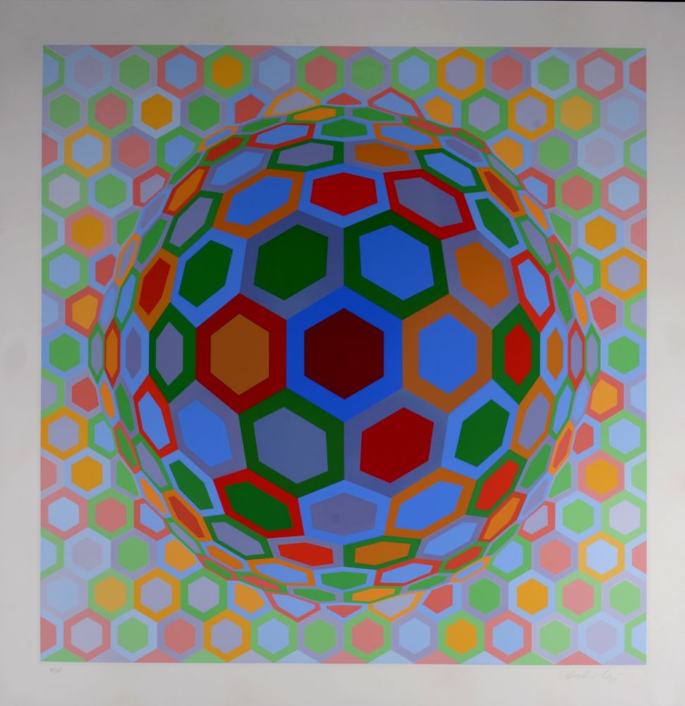 Serigrafía Vasarely - Cheyt-MC3, 1974 - Hand-signed