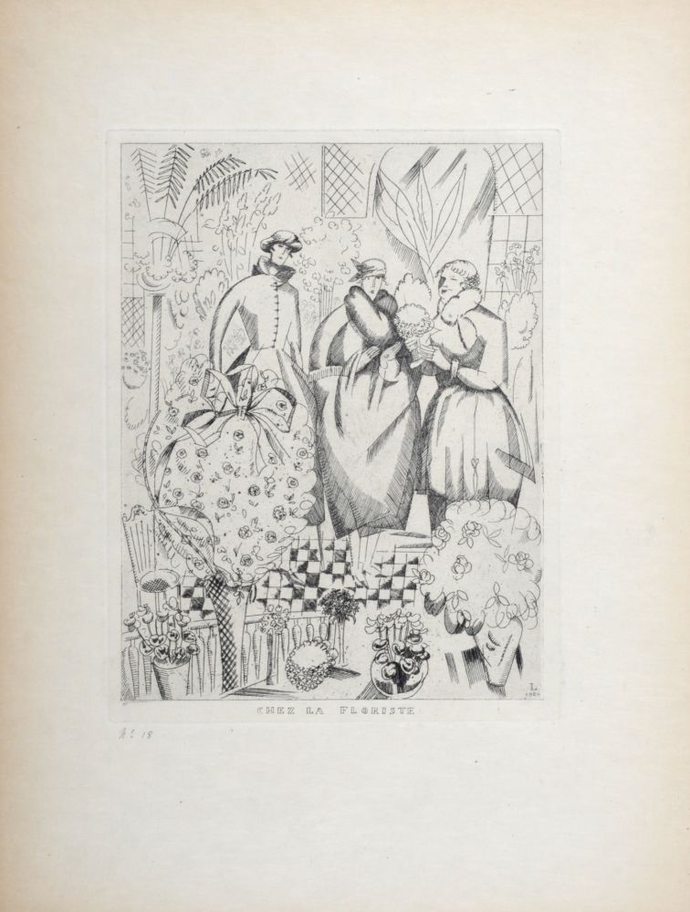 Grabado Laboureur - Chez la Floriste, 1920 