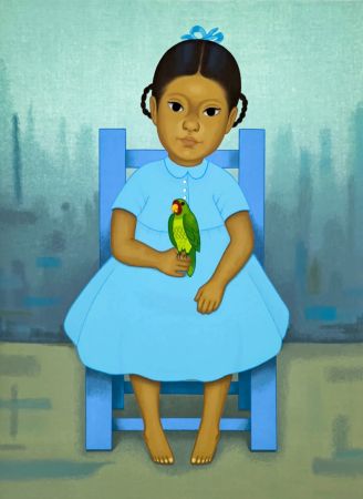 Serigrafía Montoya - Chica con pajaro