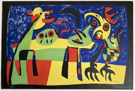 Litografía Miró - CHIEN ABOYANT À LA LUNE (1952). Dog barking at the moon (signée, 1952)