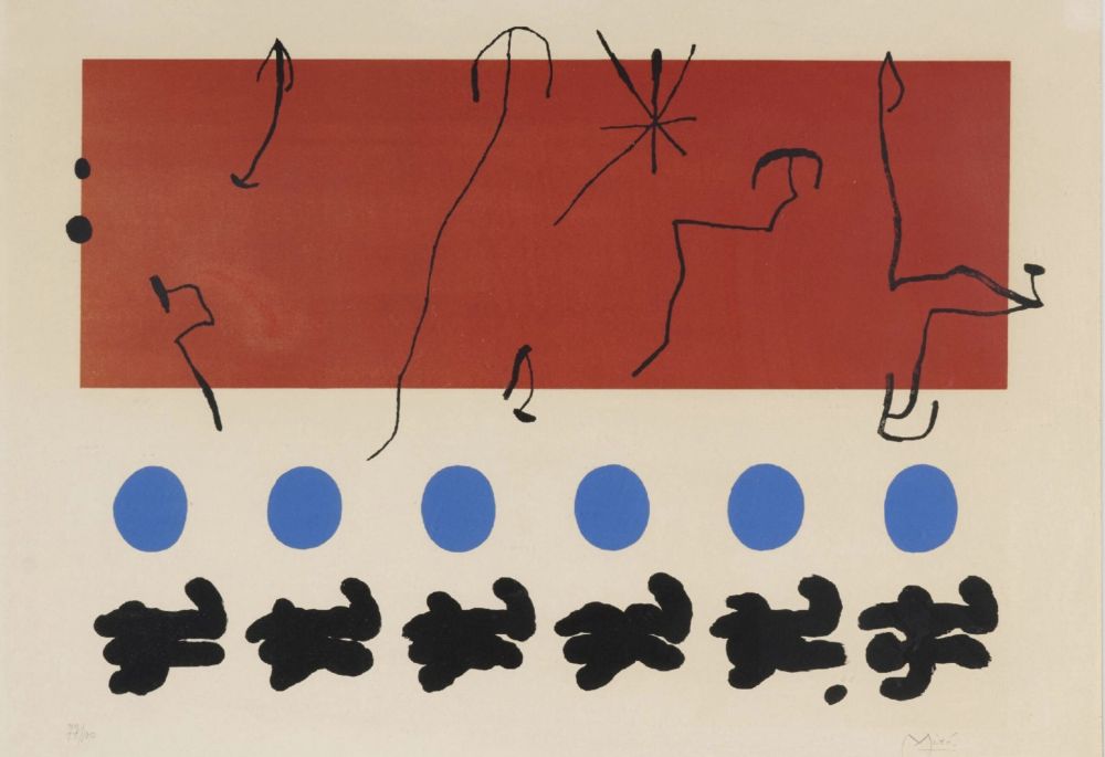 Litografía Miró - Ciel rouge