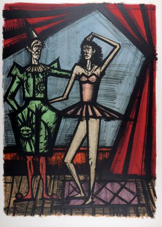 Litografía Buffet - Clown et Ballerine, 1968