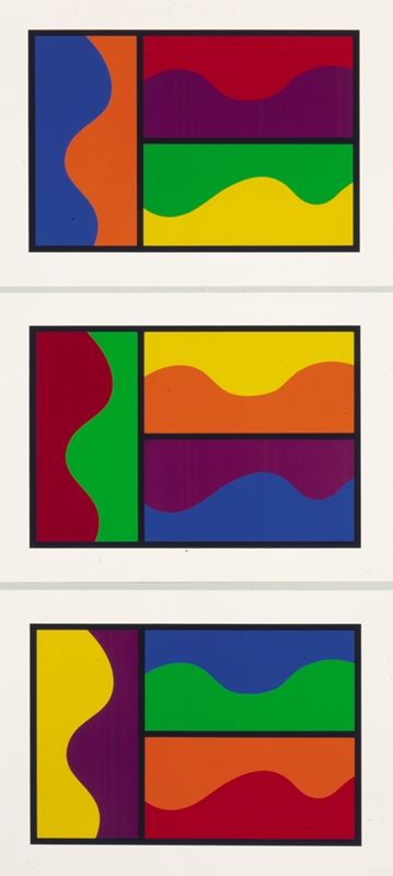 Serigrafía Lewitt - Colors Divided By Wavy Lines