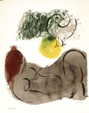 Litografía Chagall - Colour Amour, Nu A L’Oiseau