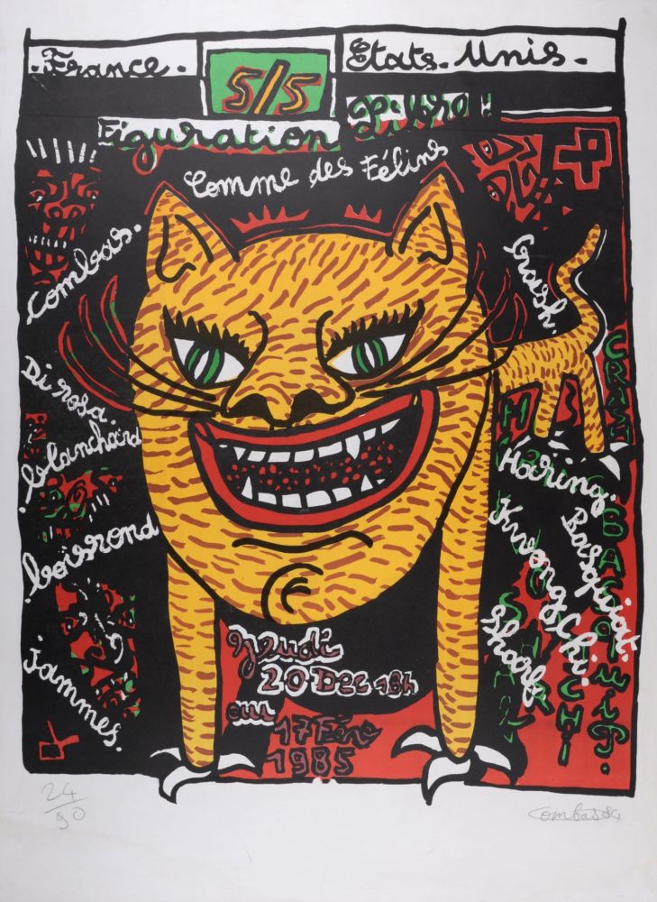 Litografía Combas - Comme des Félins, 1984 - Hand-signed