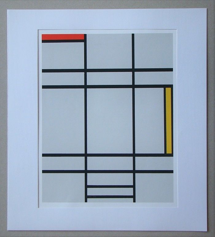 Serigrafía Mondrian - Compositie met rood en geel - 1935