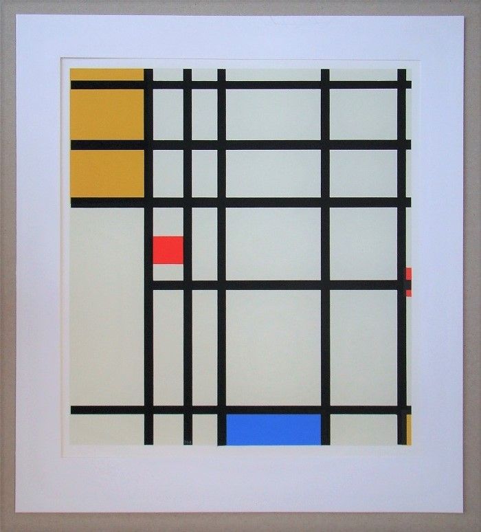 Serigrafía Mondrian - Compositie met rood, geel en blauw - 1936/43