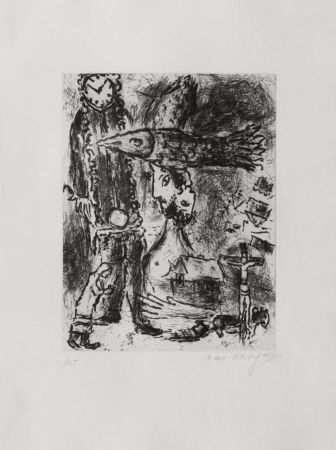 Aguafuerte Y Aguatinta Chagall - Composition A L'Horloge