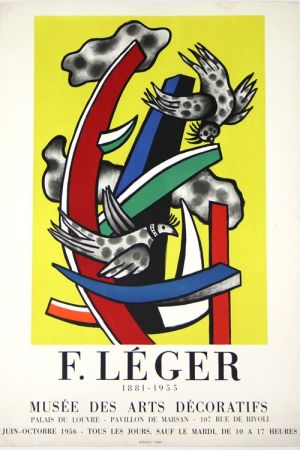 Litografía Leger -  Composition au 2 Oiseaux 1955    Musée  des Arts Décoratifs  1956