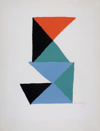 Litografía Delaunay - Composition aux triangles, c. 1967 - Hand-signed