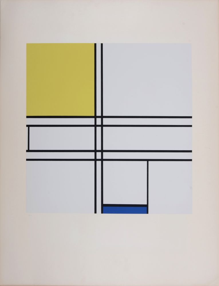 Serigrafía Mondrian - Composition Bleu, Jaune 1936 (1957)