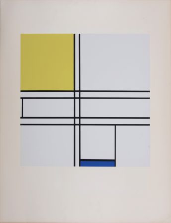 Serigrafía Mondrian - Composition Bleu, Jaune 1936 (1957)