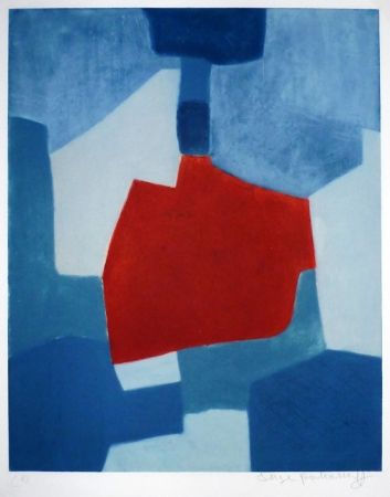 Grabado Poliakoff - Composition bleue et rouge
