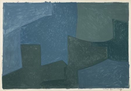 Litografía Poliakoff - Composition bleue et verte L52 