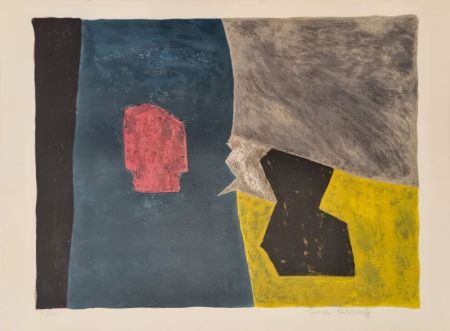 Litografía Poliakoff - Composition bleue, jaune et grise L16 