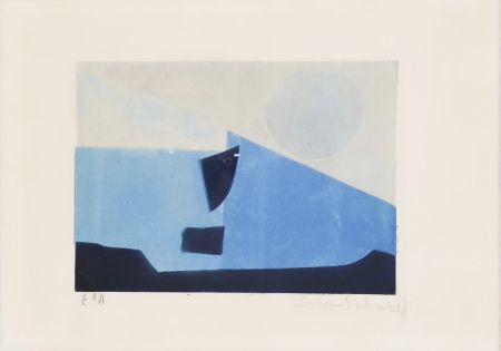 Aguatinta Poliakoff - Composition bleue n° II