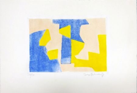 Aguafuerte Y Aguatinta Poliakoff - Composition Bleue rose et jaune