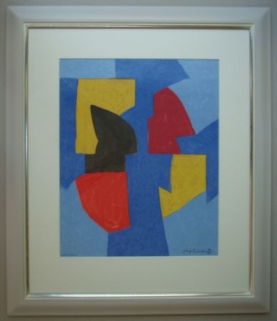 Litografía Poliakoff - Composition bleue, rouge et jaune
