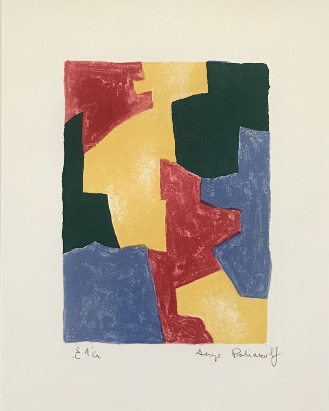 Litografía Poliakoff - Composition bleue, rouge, jaune et verte L40 