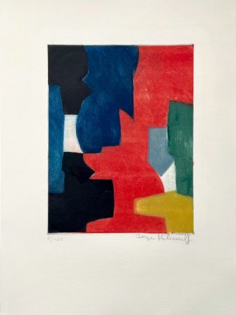 Aguafuerte Y Aguatinta Poliakoff - Composition bleue, rouge, verte et noire III 