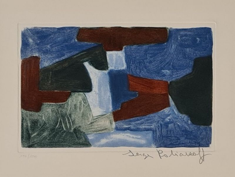 Grabado Poliakoff - Composition bleue, verte et brune  XXXIII