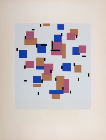 Serigrafía Mondrian - Composition en bleu b, 1917 (1957)