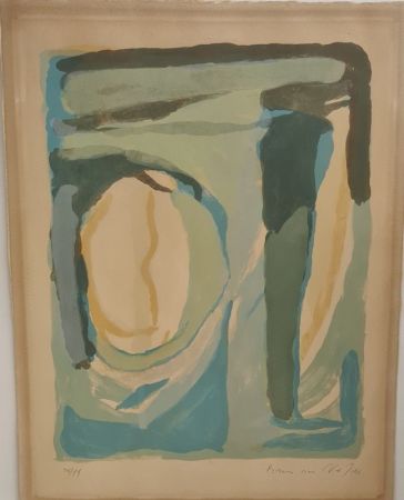 Litografía Van Velde - Composition en bleu et vert 