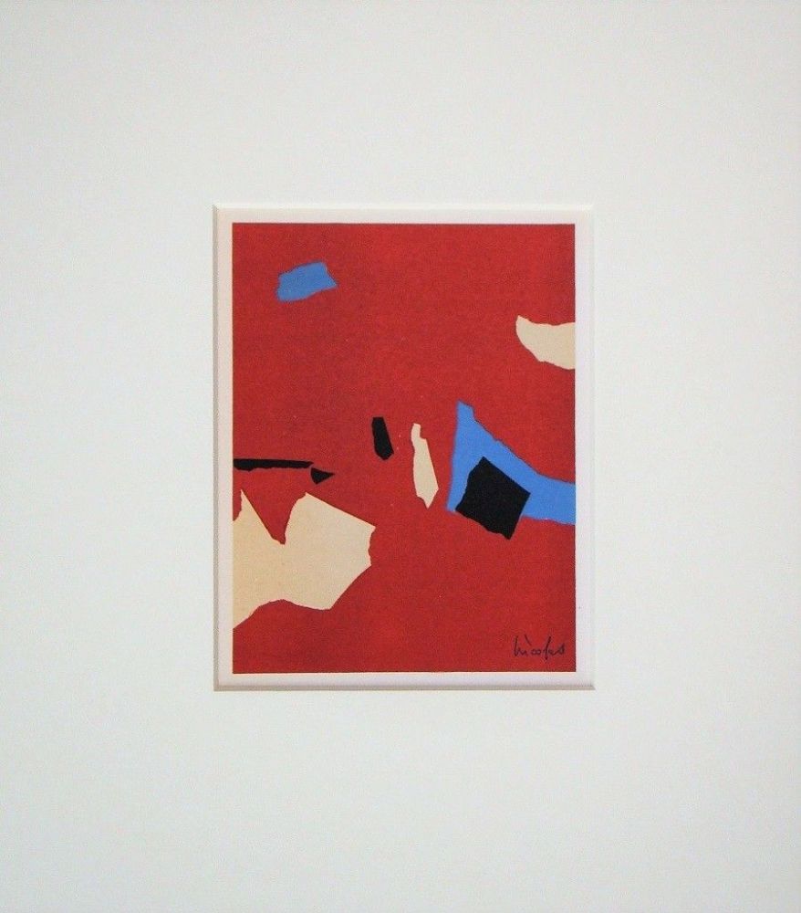 Litografía De Stael - Composition fond rouge