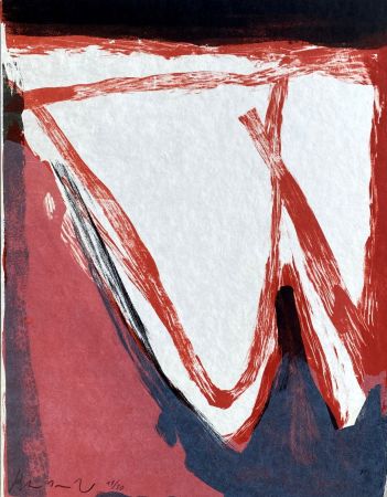 Litografía Van Velde - Composition grise, rouge, noire