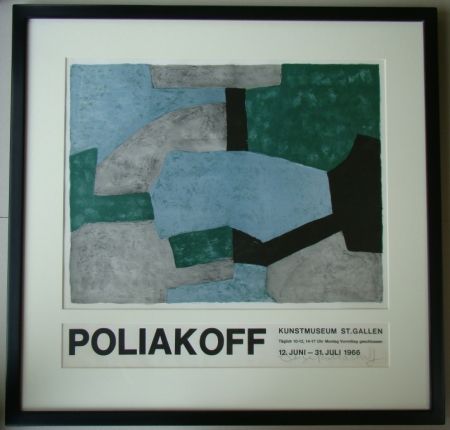 Litografía Poliakoff - Composition grise, verte et bleue
