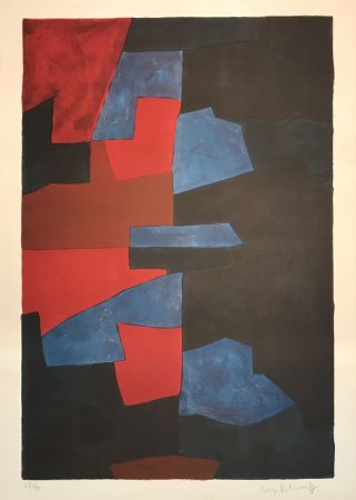 Litografía Poliakoff - Composition in red, blue, and black