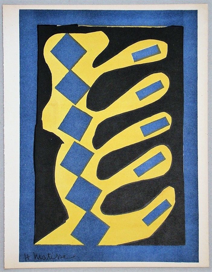 Litografía Matisse - Composition jaune, bleu et noire, 1947