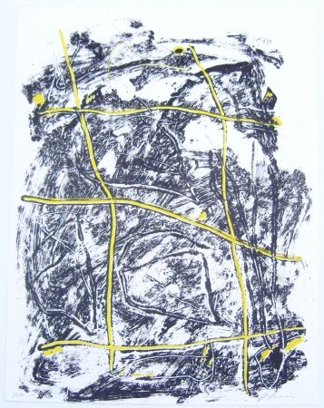 Litografía Humair - Composition jaune et noire 2
