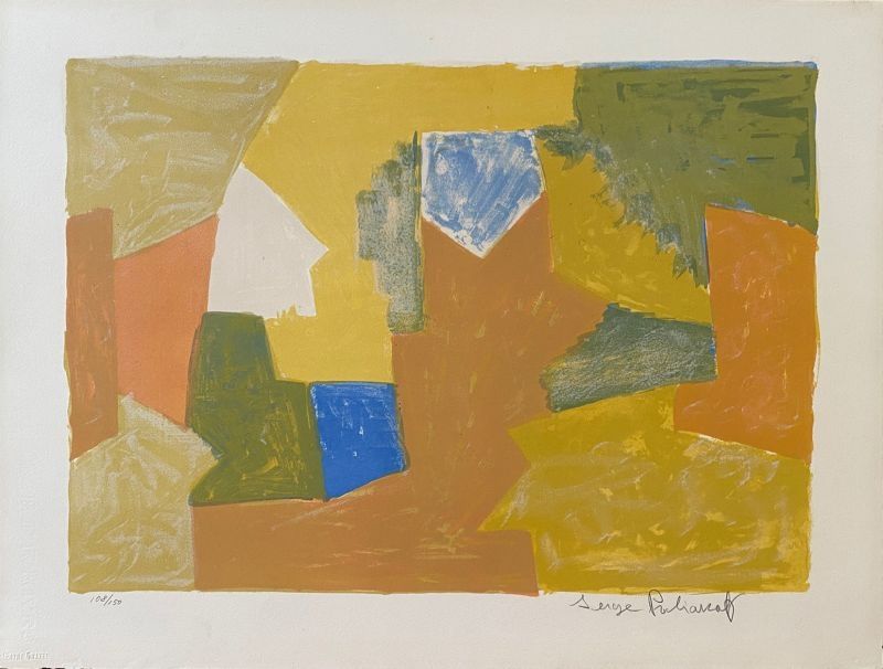 Litografía Poliakoff - Composition jaune, Orange et Verte L14 