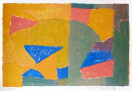 Litografía Poliakoff - Composition jaune, verte, bleue et rouge