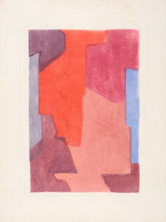 Aguafuerte Y Aguatinta Poliakoff - Composition mauve bleue et rouge, Parménide, 1964 (#E)
