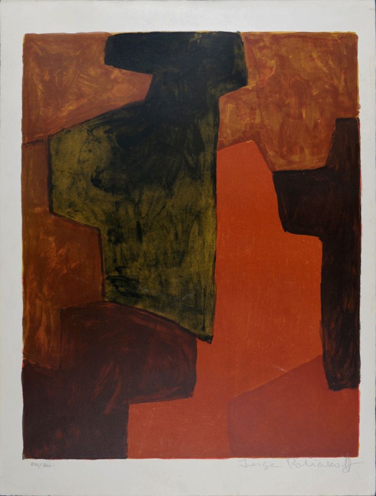 Litografía Poliakoff - Composition orange et verte, 1964