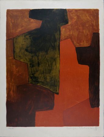 Litografía Poliakoff - Composition orange et verte, 1964