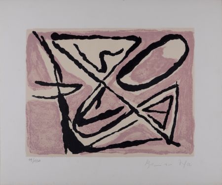 Litografía Van Velde - Composition Rose - Hand-signed