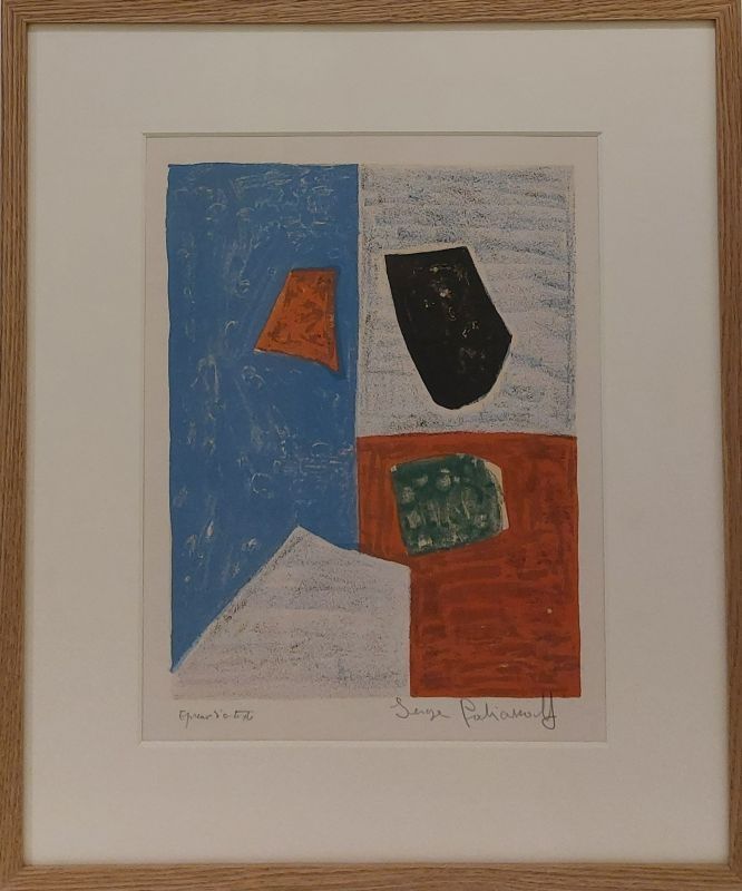 Litografía Poliakoff - Composition rose, rouge et bleue L17 