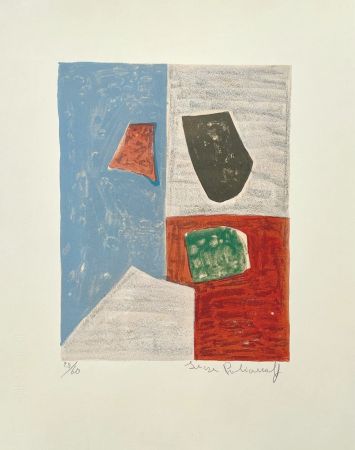 Litografía Poliakoff - Composition rose, rouge et bleue L17 