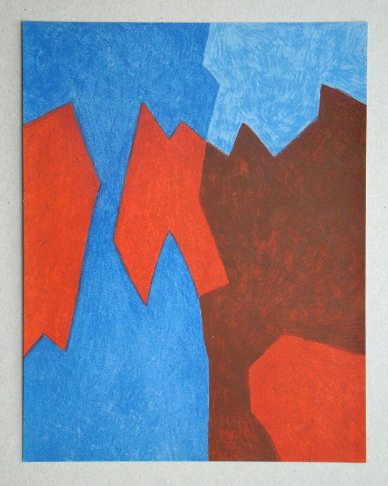 Litografía Poliakoff - Composition rouge et bleue