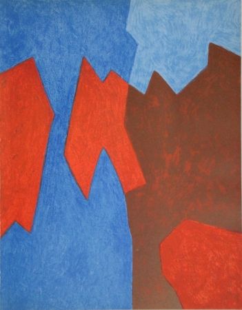 Litografía Poliakoff - Composition rouge et bleue