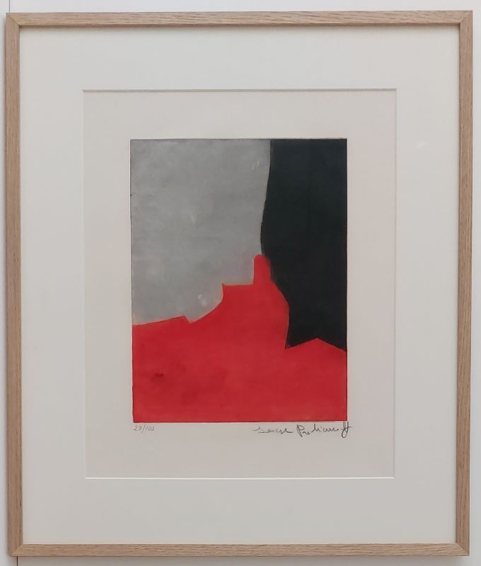 Aguafuerte Y Aguatinta Poliakoff - Composition rouge, grise et noire IV 