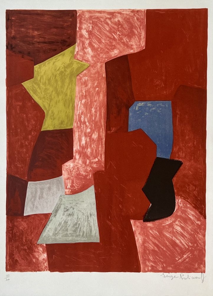 Litografía Poliakoff - Composition rouge, jaune et bleue L13 