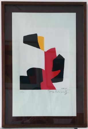 Serigrafía Poliakoff - Composition rouge, noire et blanche L69 